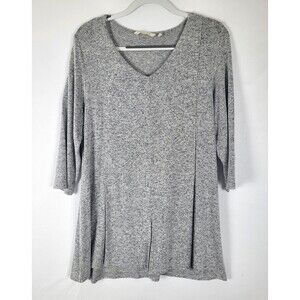 Soft Surroundings V Neck Tunic Top Womens Large Light Heathered Gray